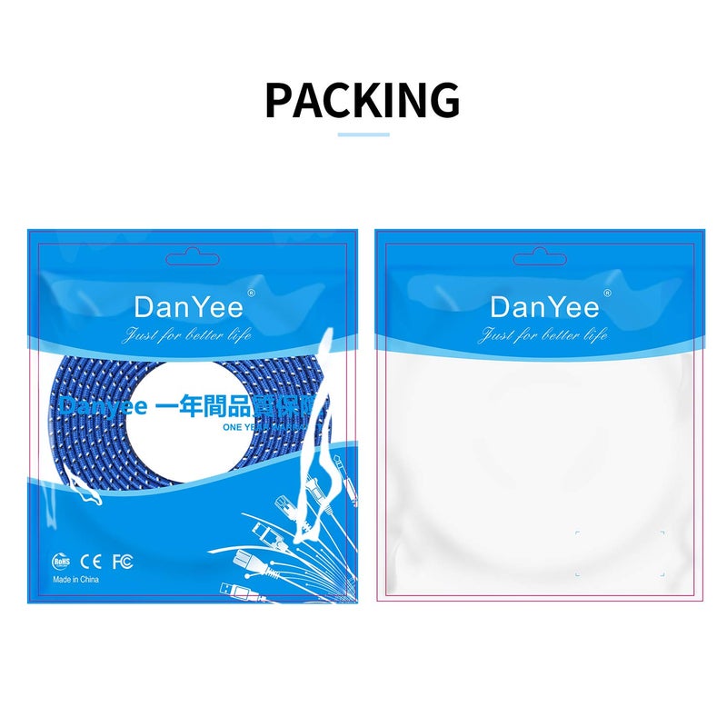DanYee Nylon Braided CAT8 Ethernet Cable - High Speed Professional Gold Plated Plug STP Wires - 3ft to 100ft (Blue 100ft) - Image 5